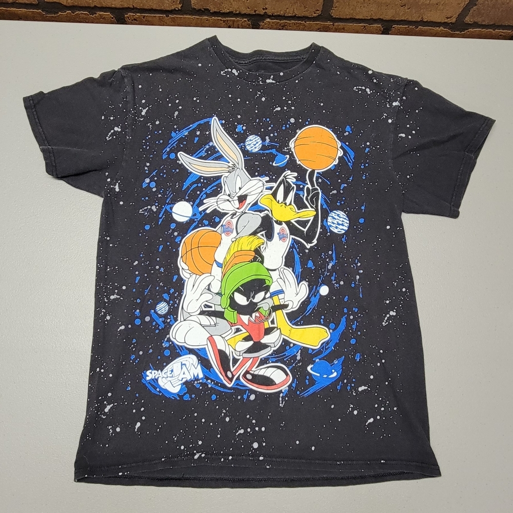 Space Jam Tune Squad Black Galaxy Speckled Medium T‎ Shirt